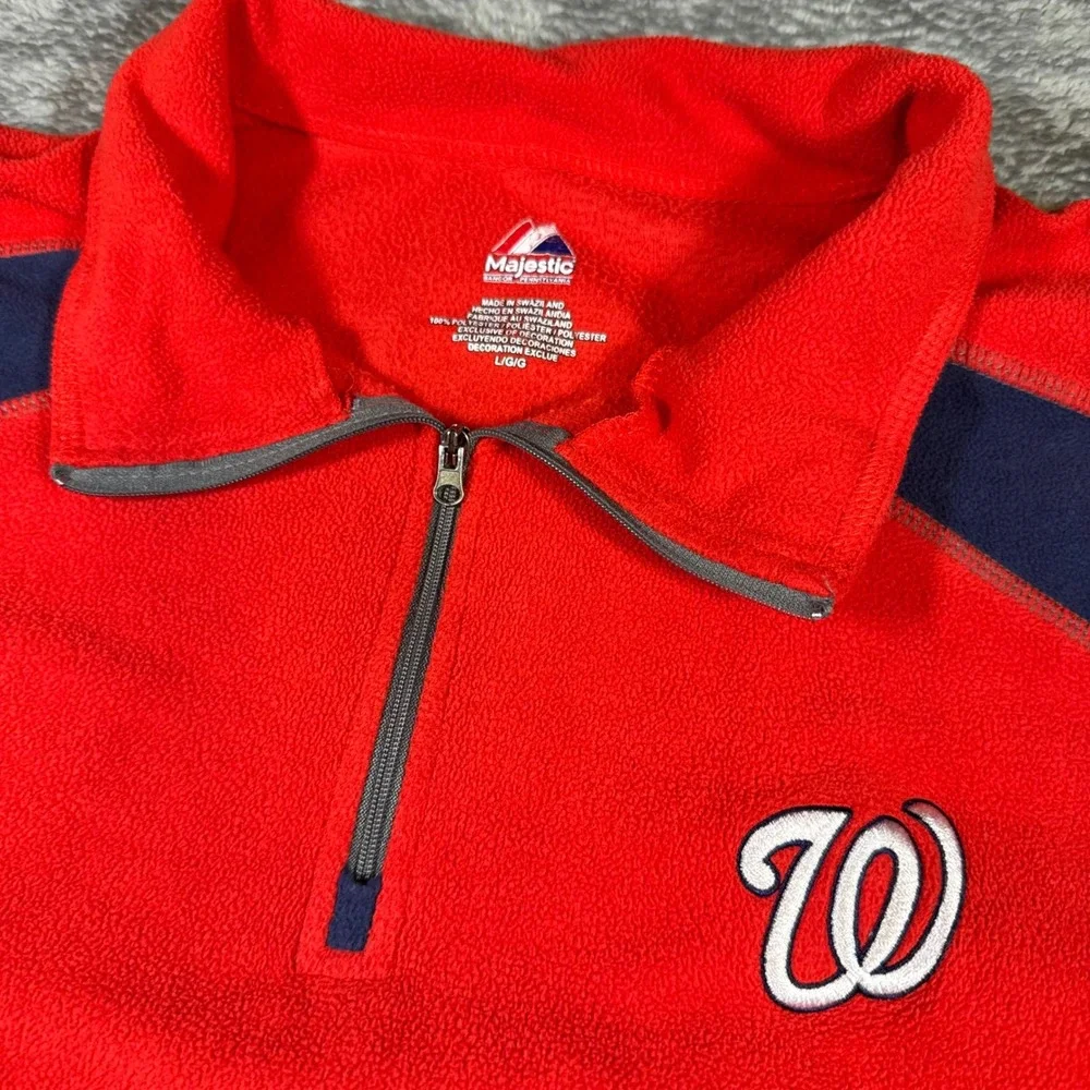 Majestic Washington Nationals MLB Mens Large Red Fleece Quarter Zip Pullover